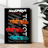 Toyota Supra colors illustration artwork - wall art
